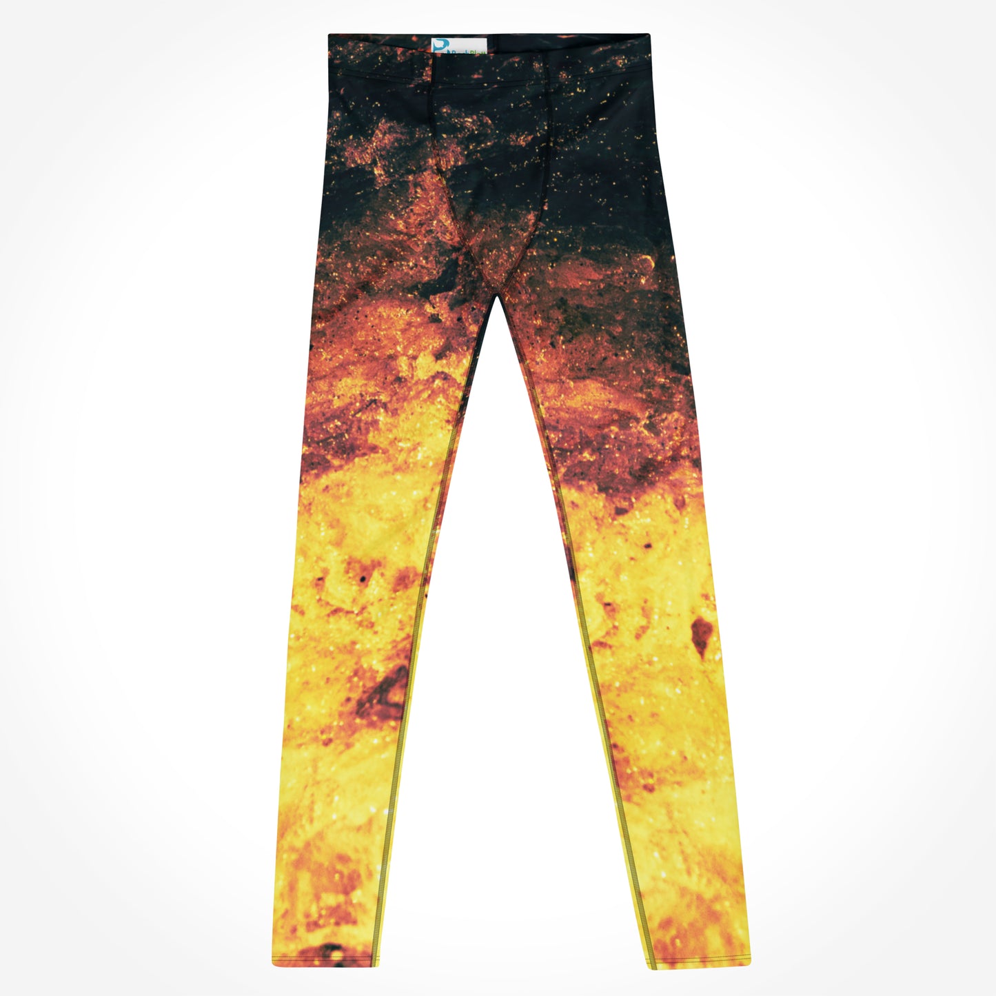 Fiery Waves Herrenleggings von Bachblatt von vorne. Die Leggings ist flach abgebildet.
