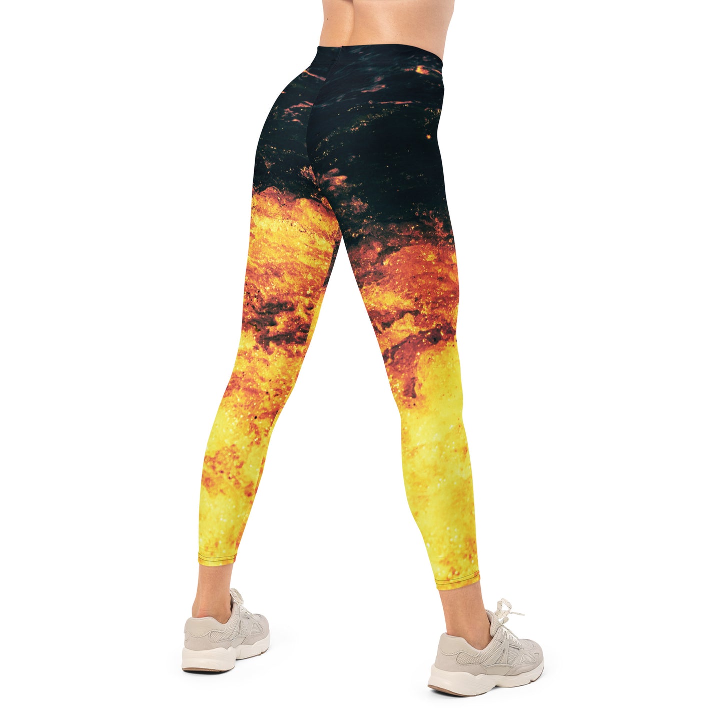 Fiery Waves | Mid Waist Damen Leggings