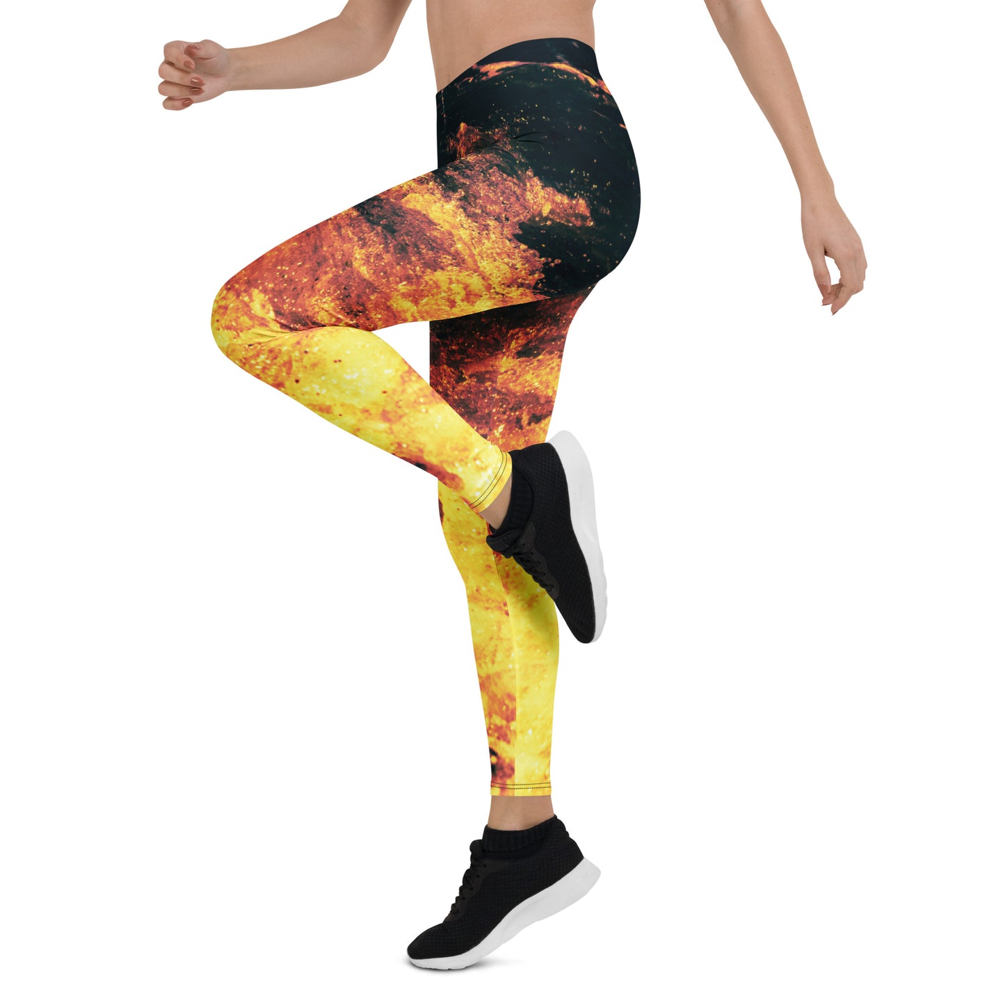 Fiery Waves | Mid Waist Damen Leggings