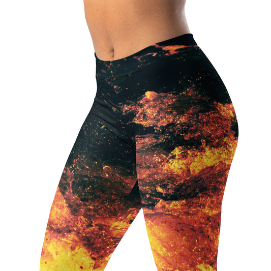 Fiery Waves | Mid Waist Damen Leggings