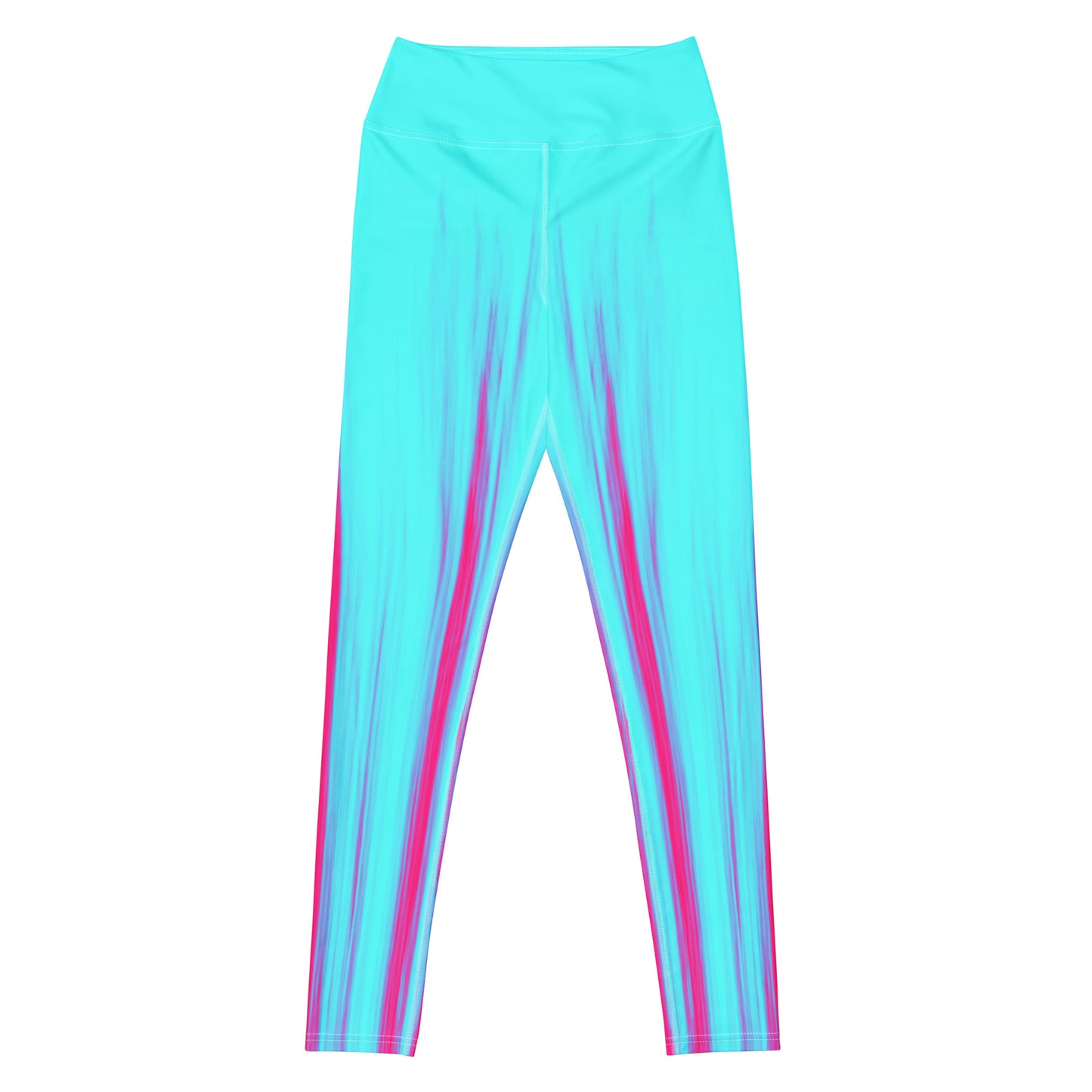 Die Moving Forest One Pink Tourquise High Waist Damen Leggings von Bachblatt. Ansicht von vorne.