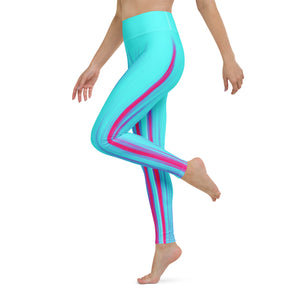 Moving Forest One Pink Tourquise | High Waist Damen Leggings