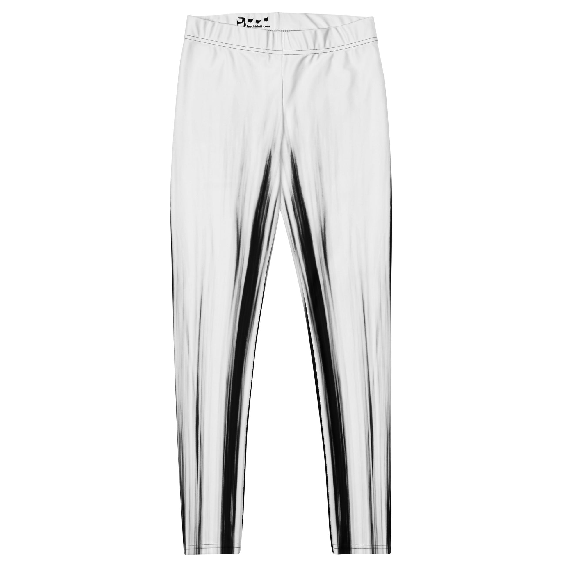 Die Moving Forest One Black White Mid Waist Damen Leggings von Bachblatt. Detailansicht von vorn.