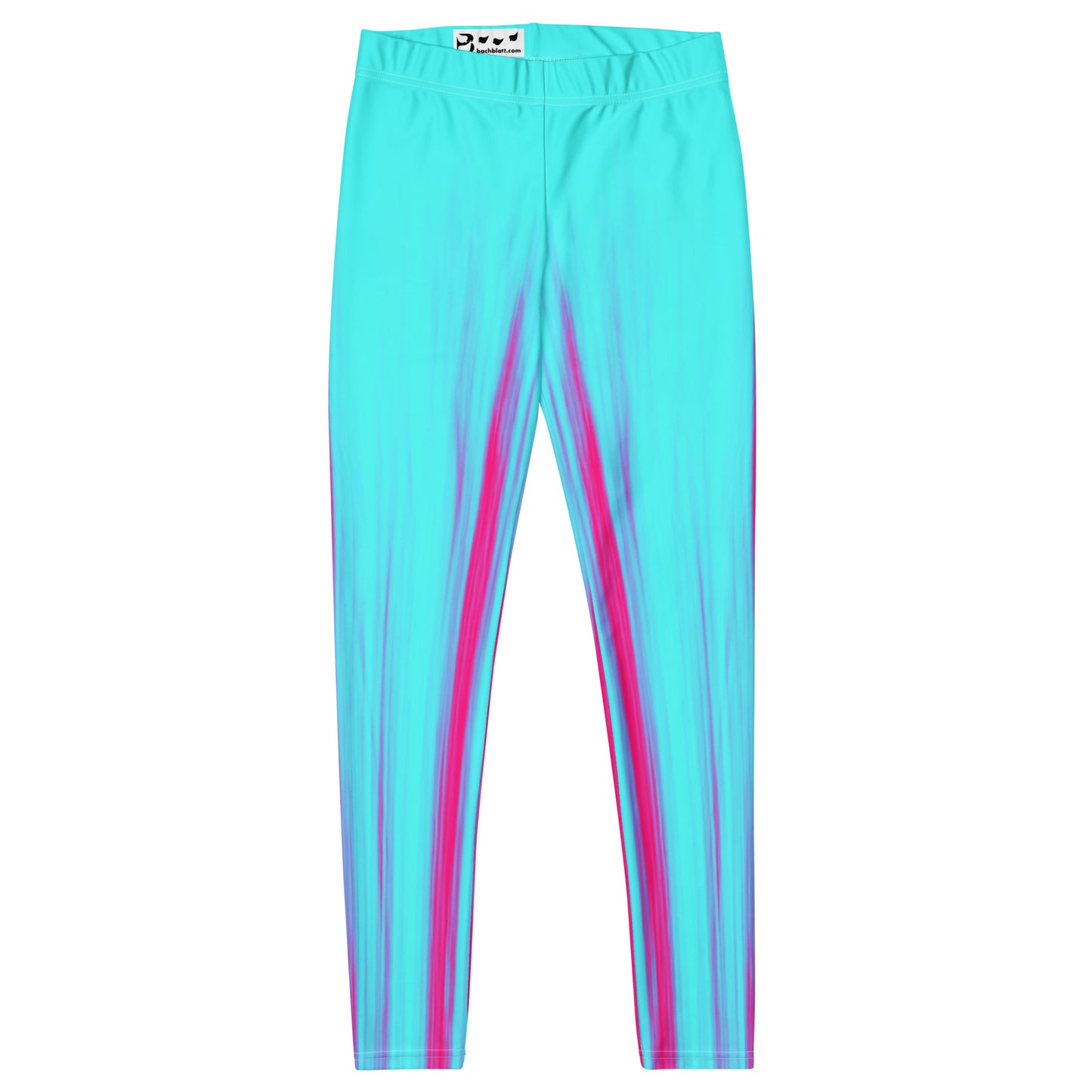 Die Moving Forest One Pink Tourquise Waist Damen Leggings von Bachblatt. Ansicht von vorn.