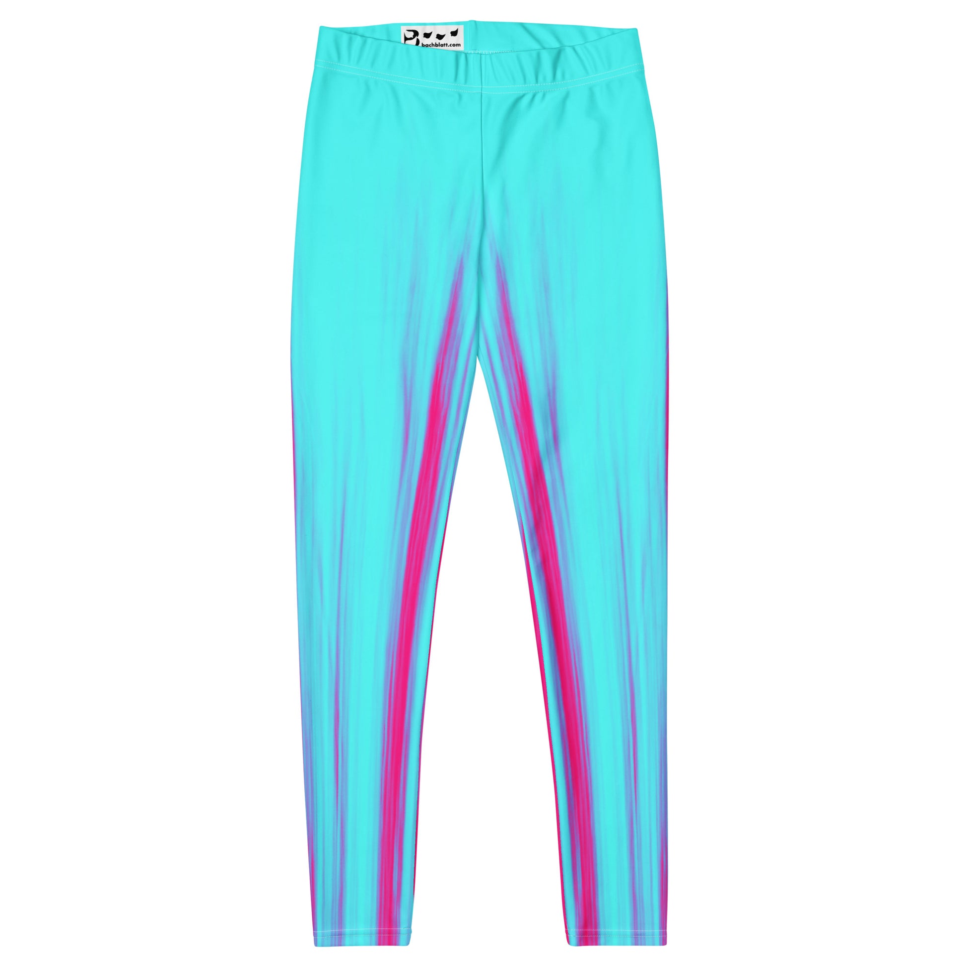 Die Moving Forest One Pink Tourquise Waist Damen Leggings von Bachblatt. Ansicht von vorn.