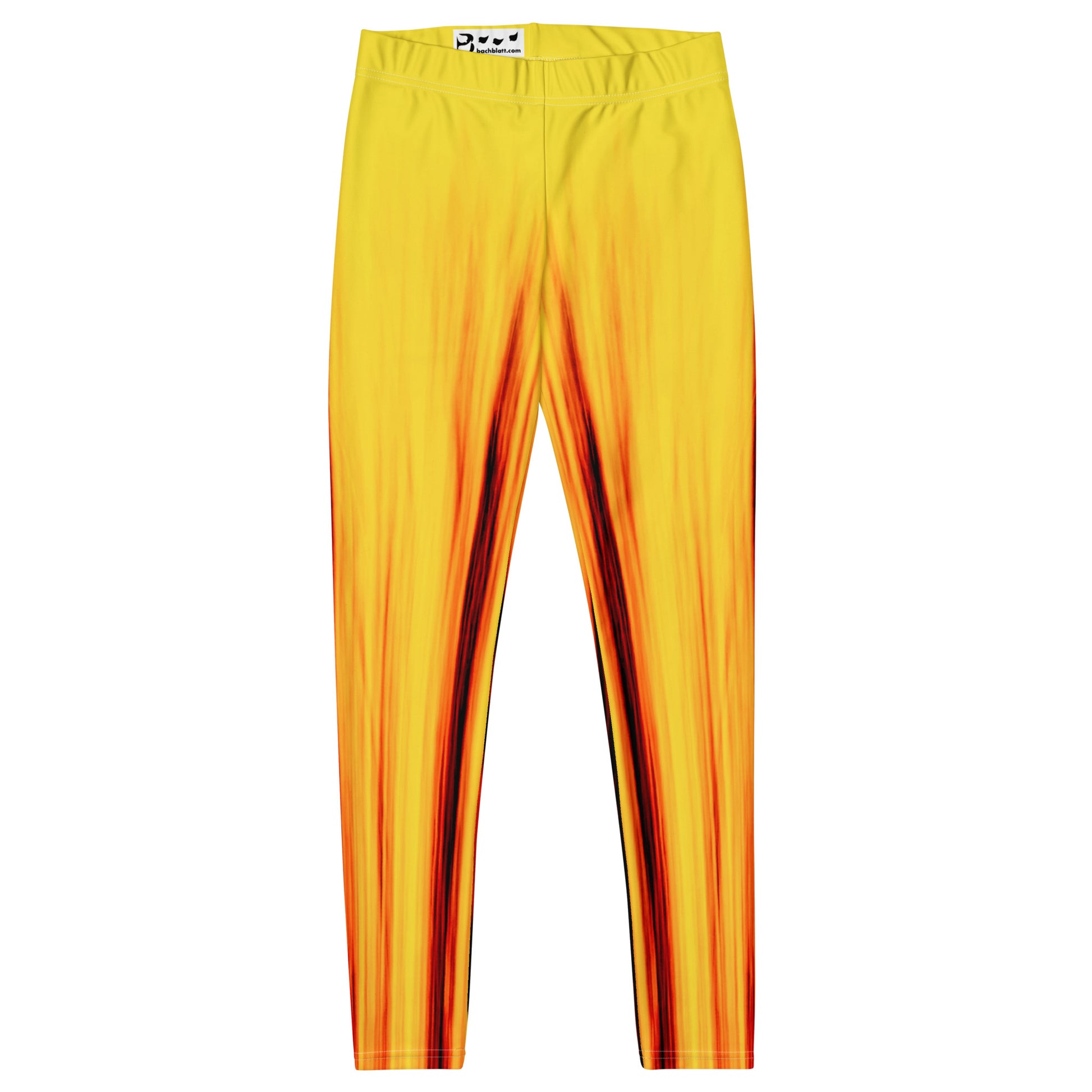 Die Moving Forest One Yellow Red Mid Waist Damen Leggings von Bachblatt. Ansicht von vorn.
